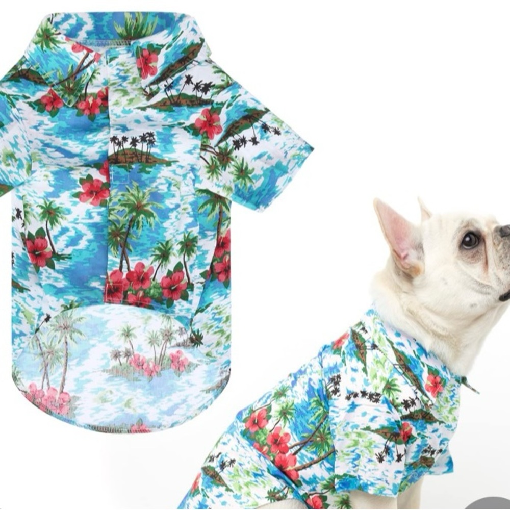 Expawlorer - Hawaiian Tropical Dog Shirt with Red Flowers- size Medium